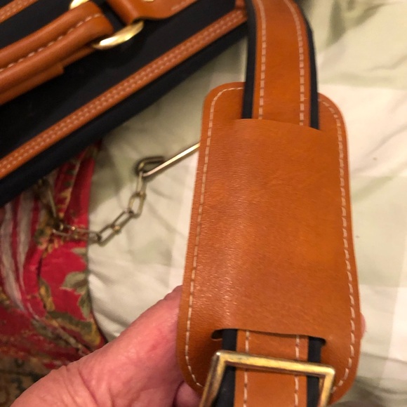 Vintage Royal Cophegan navy with brown trim travel garment hanging bag - Picture 13 of 16